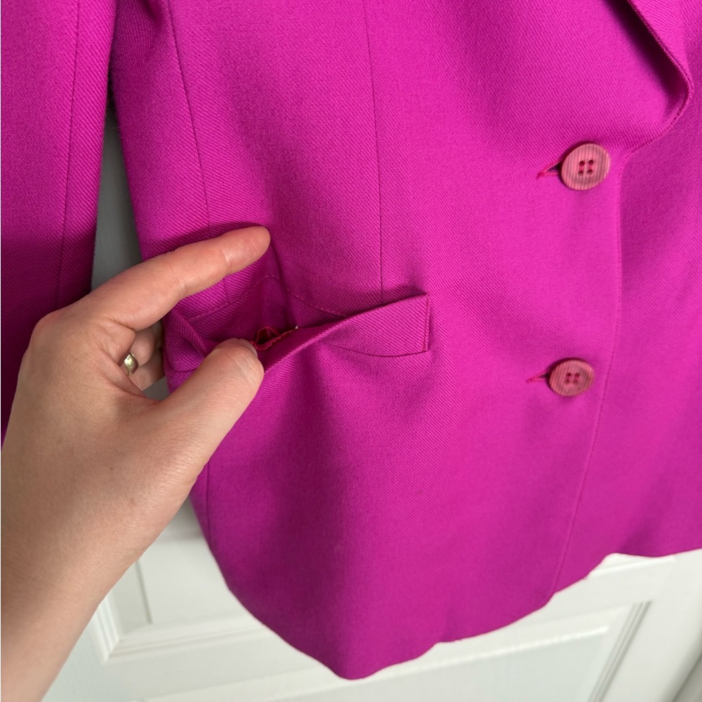 Vintage Wool Blazer Jacket Size 6 Pink Magenta Office 80s - Picture 4 of 10